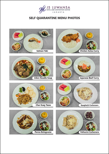 「インドネシア・ホテル協会」の公式サイトに掲載されている「JSルワンサホテル ジャカルタ」の食事メニュー